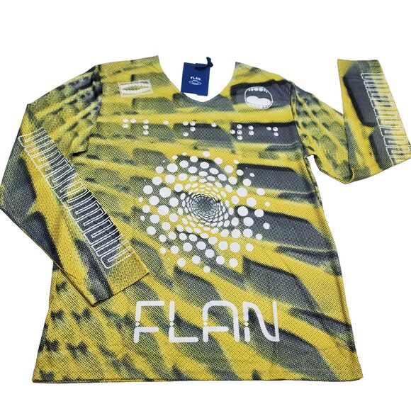 FLAN LABS Cellar Soccer Jersey Mens L Green Geo Printed Long Sleeve NWT - Picture 1 of 11
